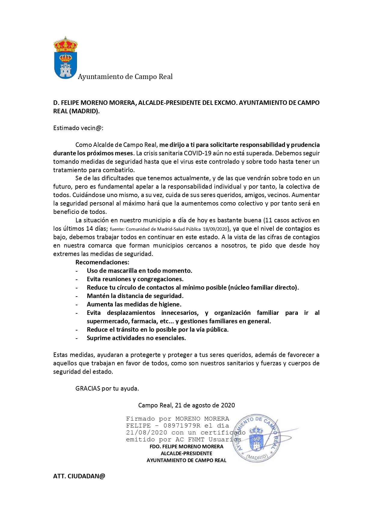 carta alcalde ciudadanos recomendaciones signed