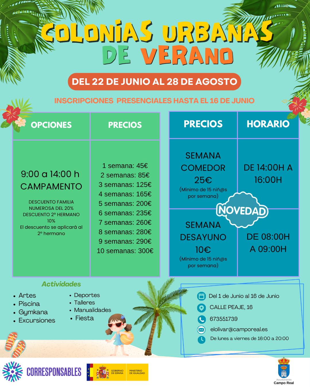 Colonias Urbanas de verano 2026