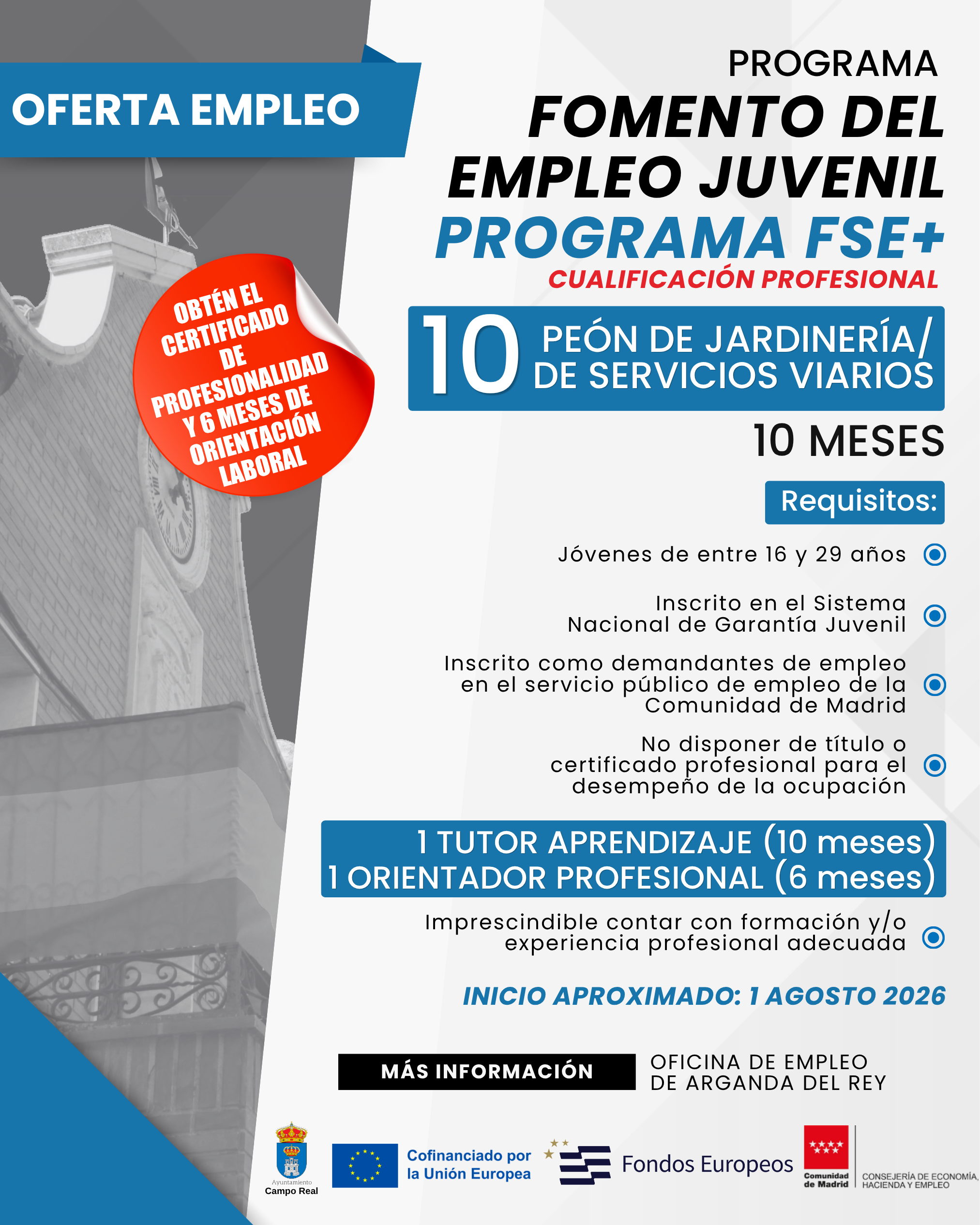 Programa de Fomento del Empleo Juvenil FSE+ Cualificación Profesional 2026